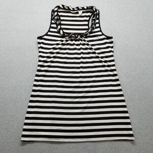 Allison Brittney Top Womens XL Black White Striped Sleeveless Round Neck
